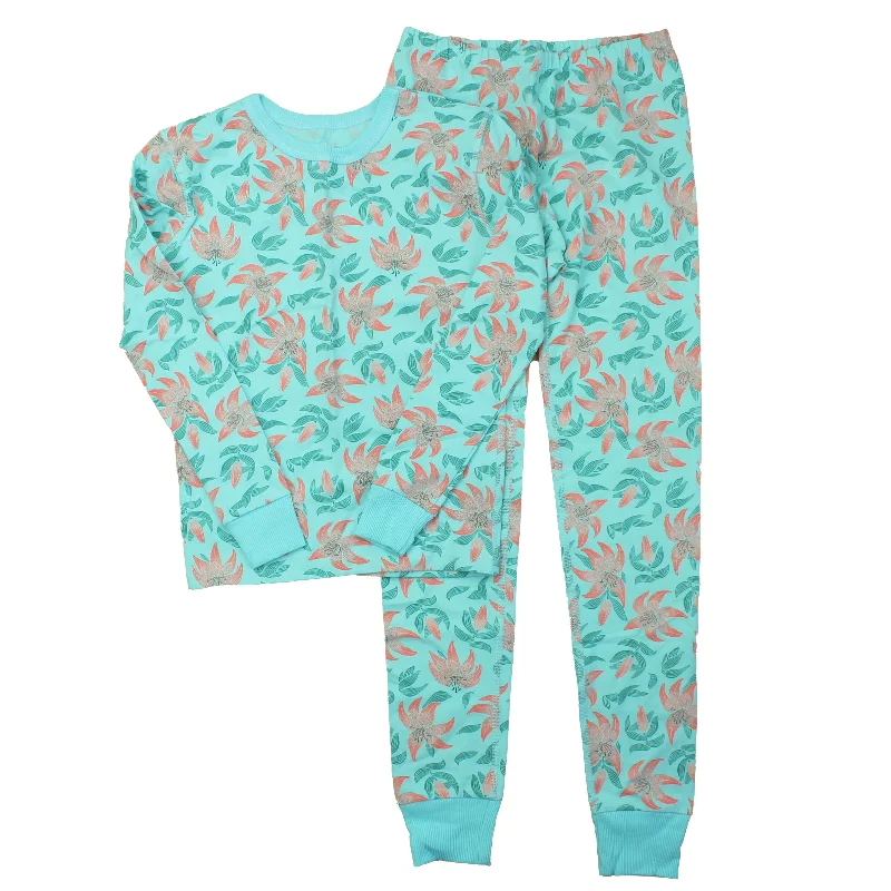 Mightly Girls Turquoise | Tiger Lily 2-piece Pajamas Unique Men's Patch