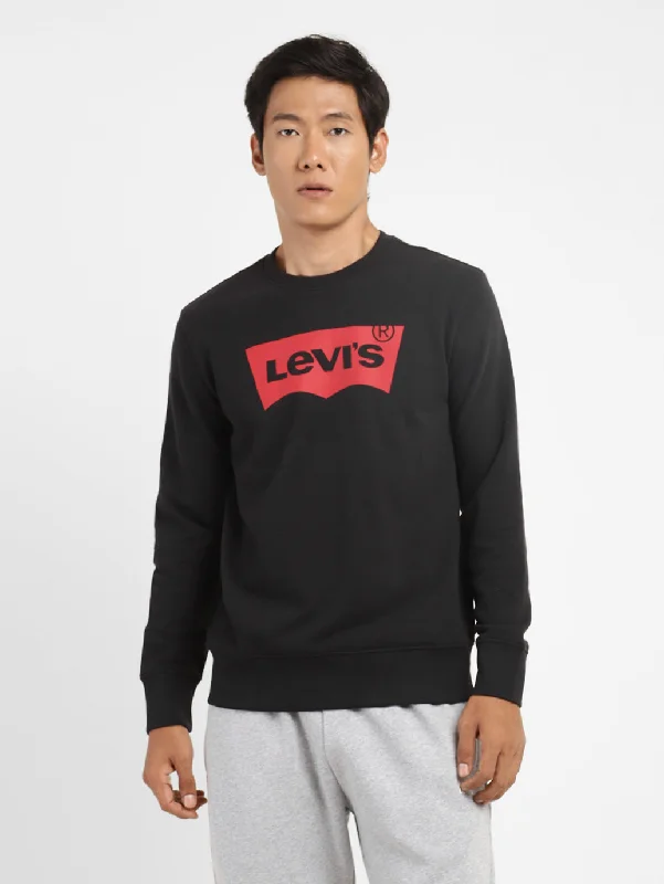 Men's Brand Logo Crew Neck Sweatshirt Black Dapper Men's Bow