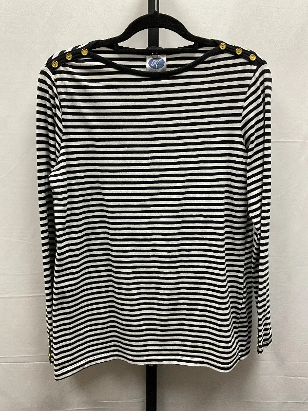 Top Long Sleeve By Diane Gilman In Black & White, Size: M Sharp Men's Italian