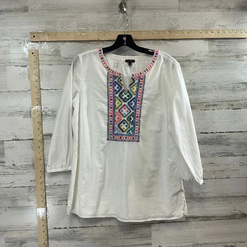 Top 3/4 Sleeve By Talbots In White, Size: M Trendy Men's Bucket
