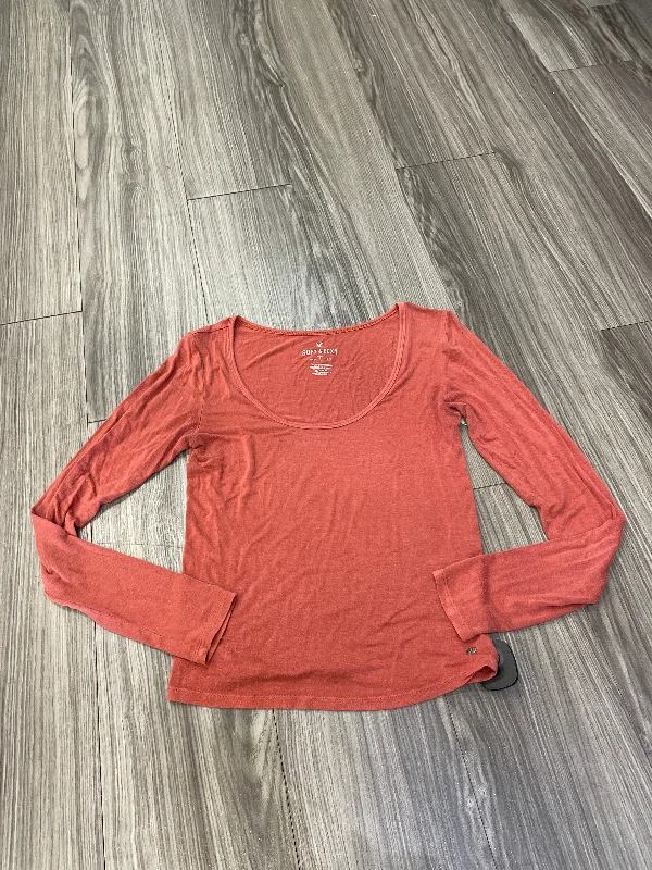 Top Long Sleeve By American Eagle In Orange, Size: S Sporty Men's Tennis