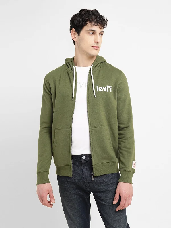 Men's Solid Green Hooded Sweatshirt Unique Men's Upcycled