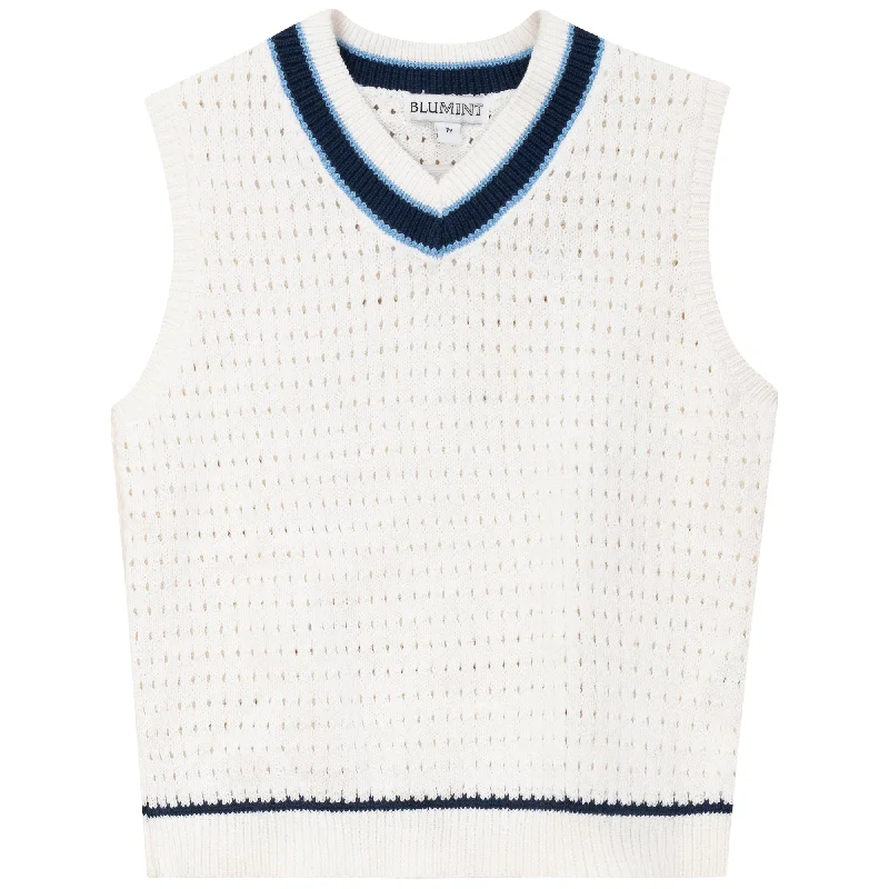 PHOBO-STRIPE CROCHET VEST-WHITE/TRUE BLUE Sporty Men's Tennis