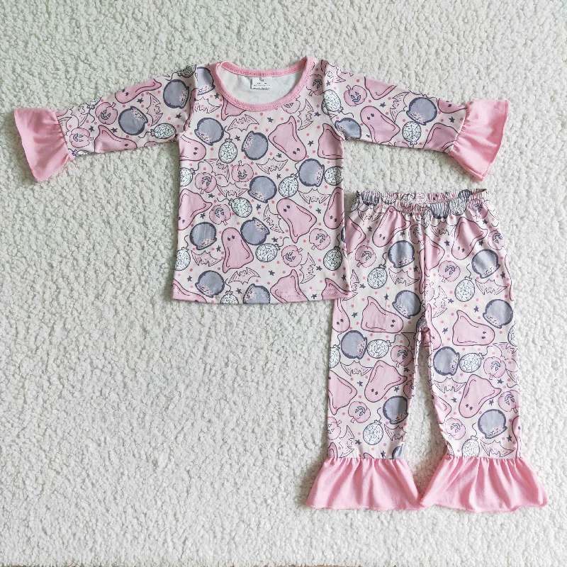 Clearance GLP0003 RST Girls Halloween Pink long sleeve pants pajamas Monochromatic Office Style Clearance GLP0003 RST Girls Halloween Pink long sleeve pants pajamas Monochromatic Office Style