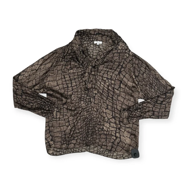Top Long Sleeve By Reiss In Brown, Size: 8 Trendy Men's Oversized
