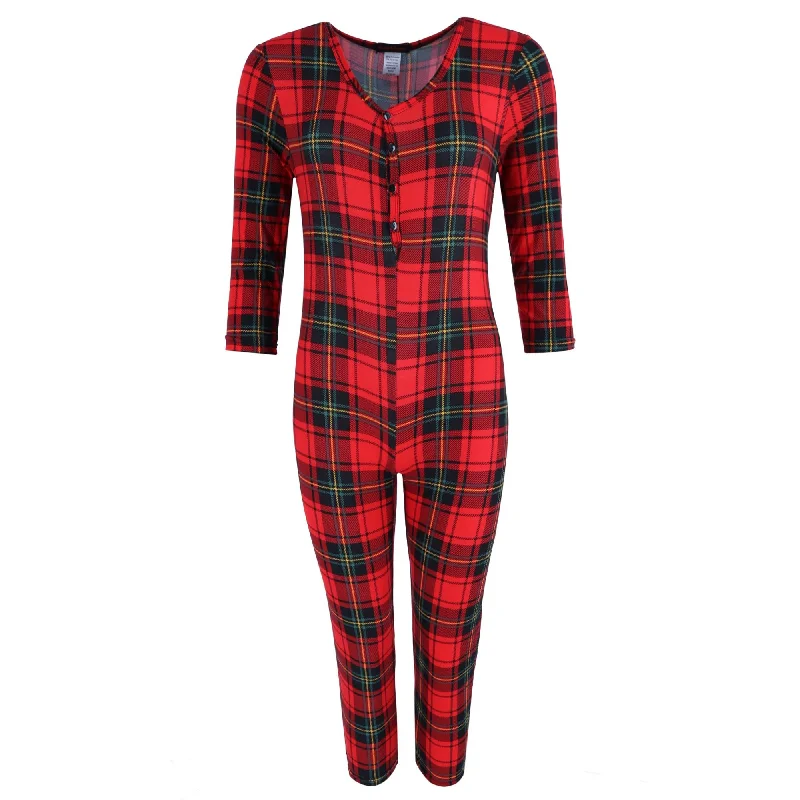 Girl's Plaid Pajama Onesie Business