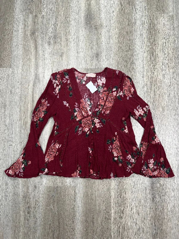 Top Long Sleeve By Altard State In Red, Size: S Cclassic Men's Tweed