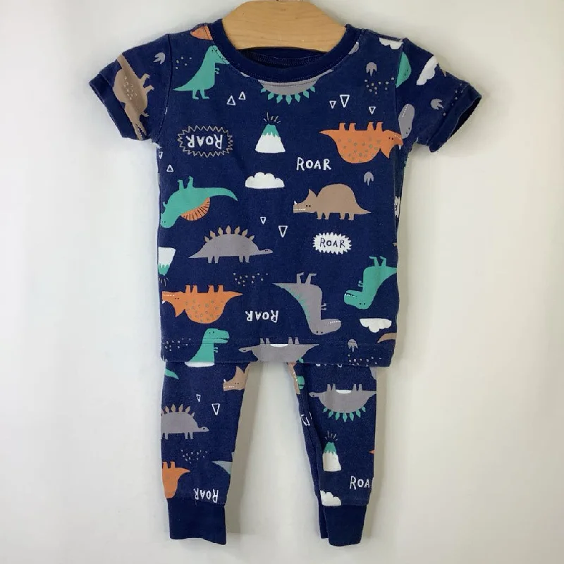 Size 18-24m: Old Navy Blue Dinosaurs Short Sleeve Long 2pc PJS Beach