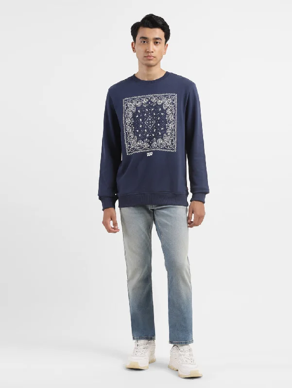 Men's Solid Navy Crew Neck Sweatshirt Masculine Men's 