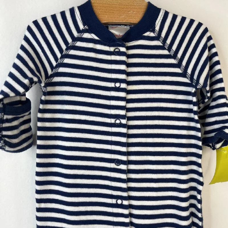 Size 0-3m (50): Hanna Anderson Dark Blue/White Striped Long Sleeve 1pc Footy PJS Sophisticated Men's French