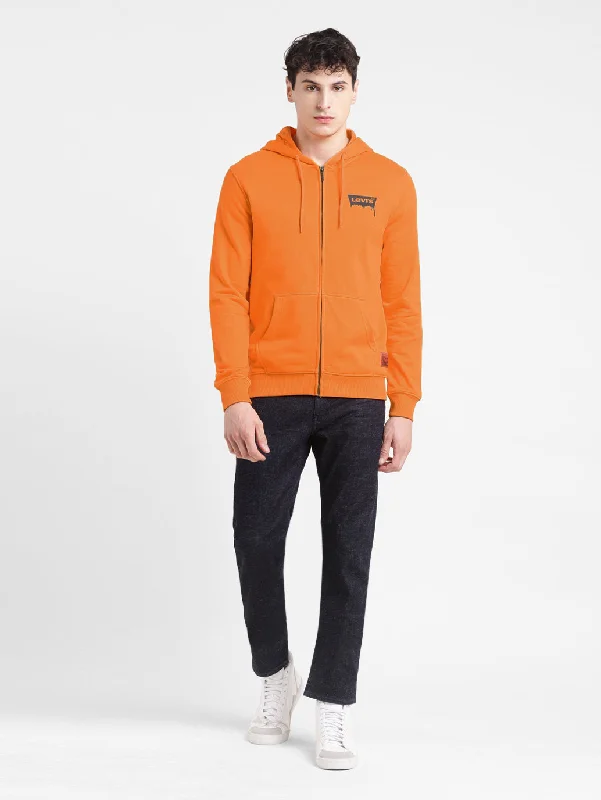 Men's Solid Orange Hooded Sweatshirt Refined Men's Hand