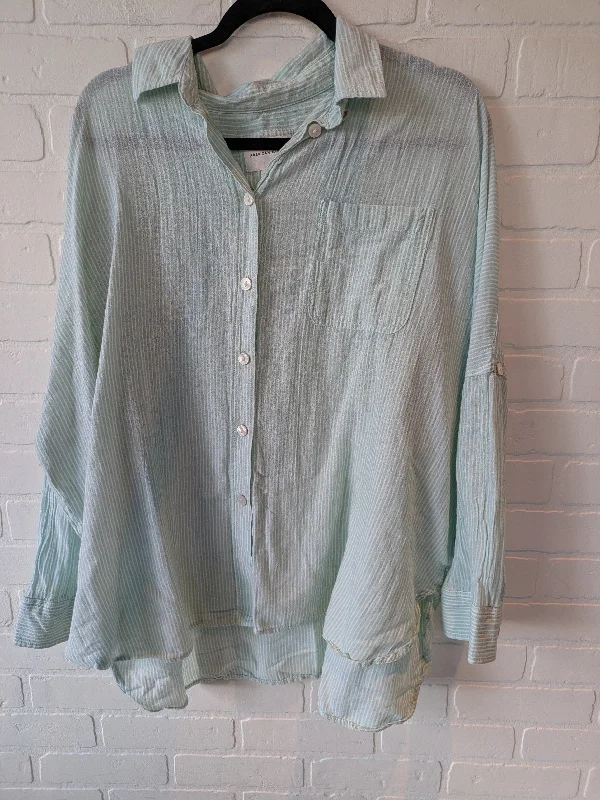 Top 3/4 Sleeve By American Eagle In Green & White, Size: S Practical Men's Multi