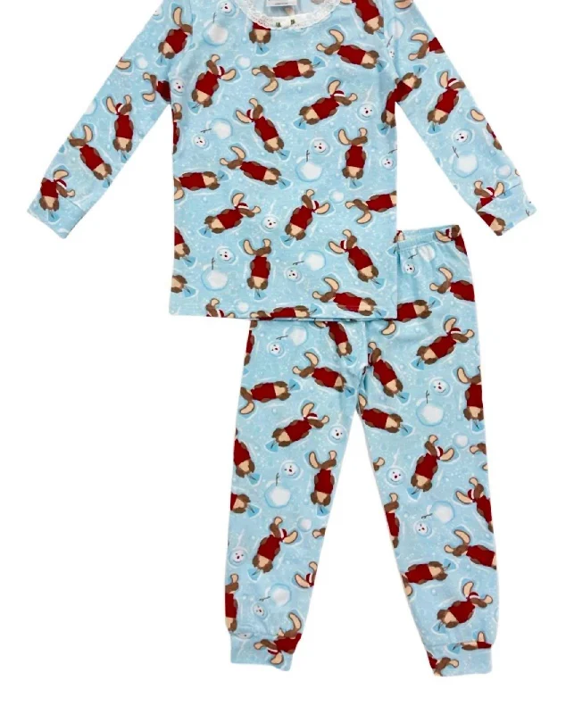 Girls Pajamas Set In Santa Pup Sporty Men's Athleisure 