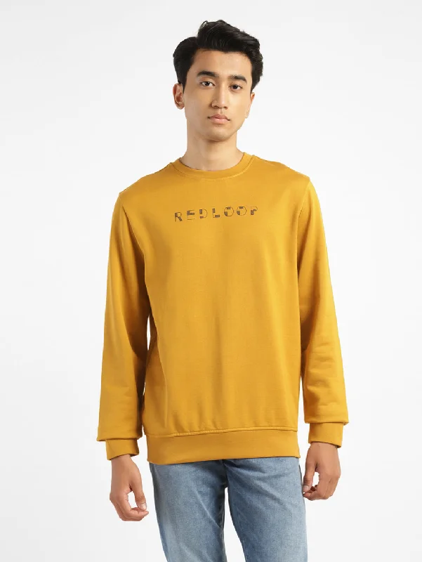 Men's Brand Logo Yellow Crew Neck Sweatshirt Casual Men's Short