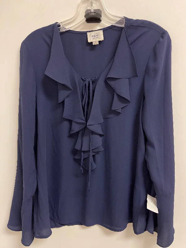 Top Long Sleeve By Eci In Navy, Size: M Sleek Men's Metallic