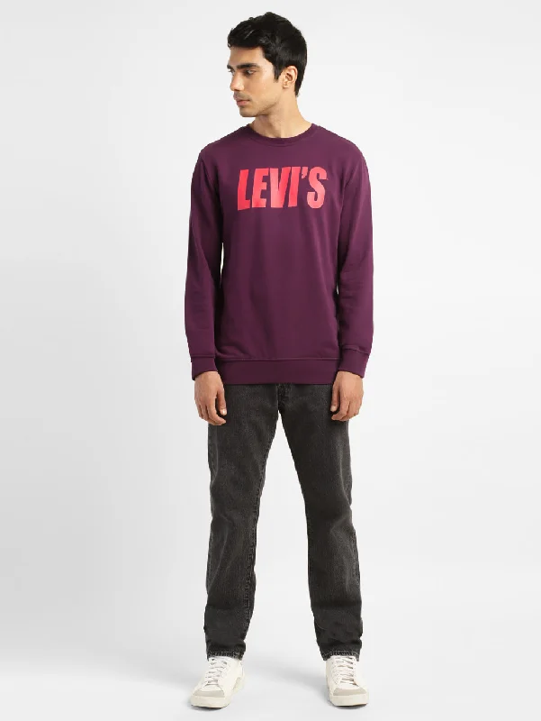 Men's Solid Purple Crew Neck Sweatshirt Sleek Men's Contemporary 