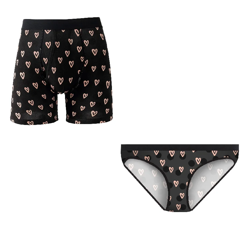Matching Pairs - Hearts Polished Men's Silk