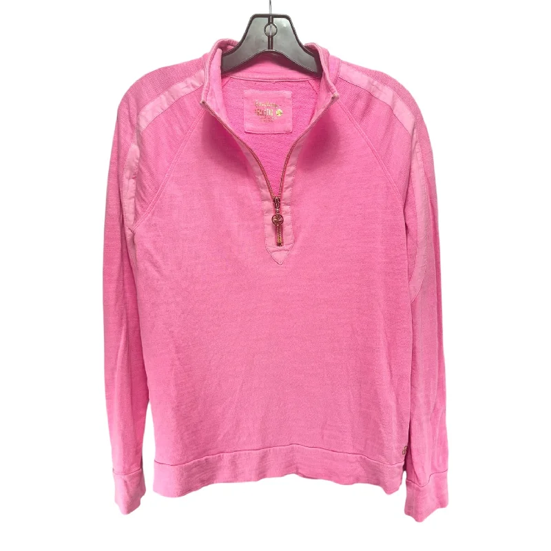 Luxletic Ashlee Half-Zip Pullover Top Designer By Lilly Pulitzer In Pink Shady, Size: XS Polished Men's Silk