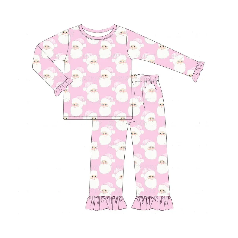 Preorder GLP1534 NO MOQ Santa Claus light pink long sleeve pants pajamas set Unique Men's Patch