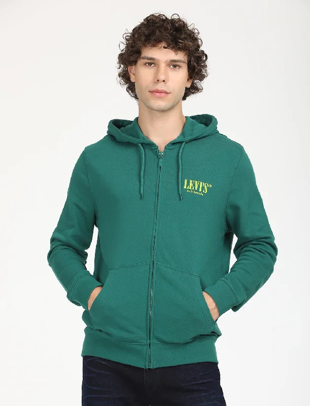 Men's Solid Green Hooded Sweatshirt Dapper Men's 1920S