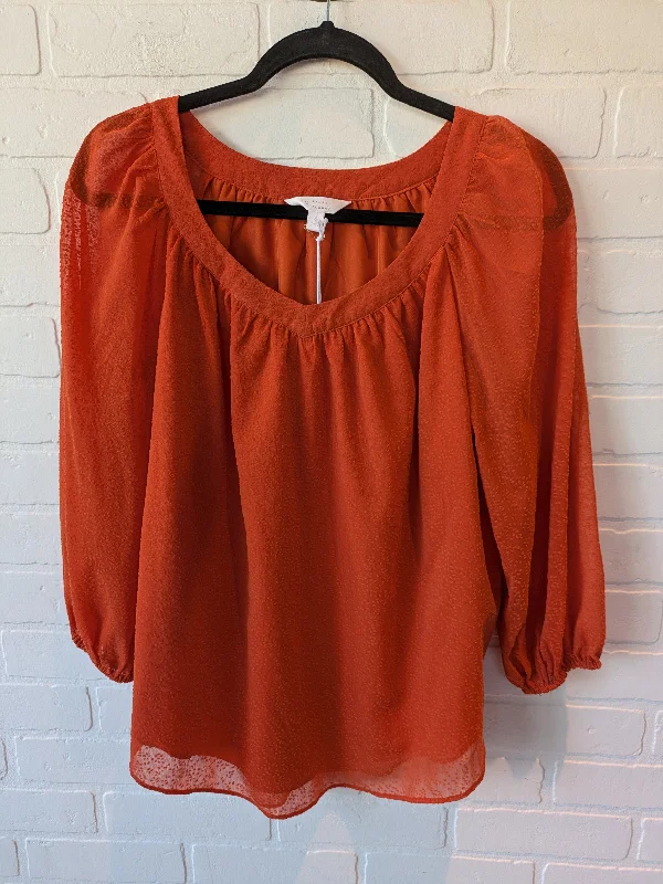 Top 3/4 Sleeve By Lc Lauren Conrad In Orange, Size: S Masculine Men's 