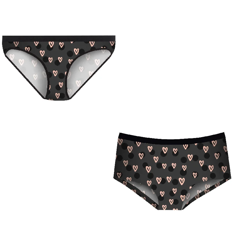 Matching Pairs Cheeky/Bikini - Hearts Masculine Men's Thick