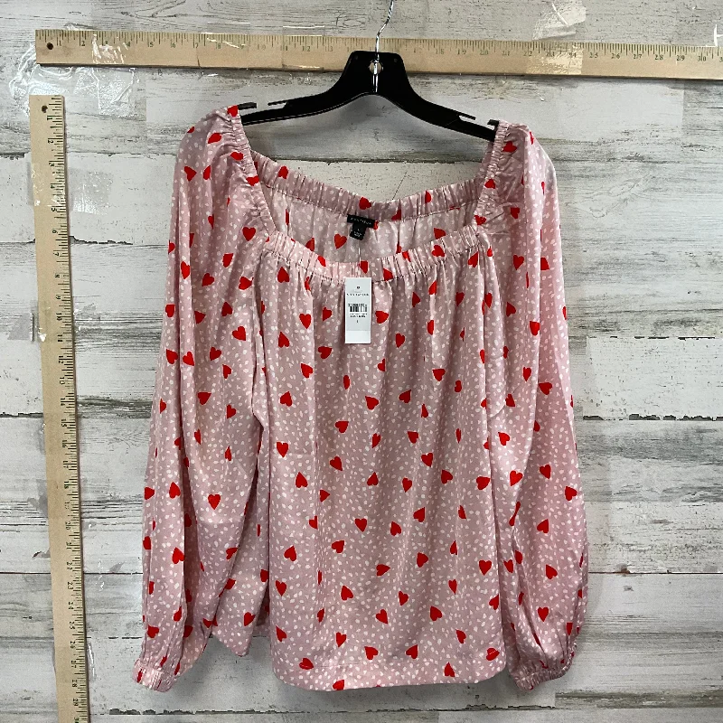 Top Long Sleeve By Ann Taylor In Pink & Red, Size: L Bohemian Men's Free
