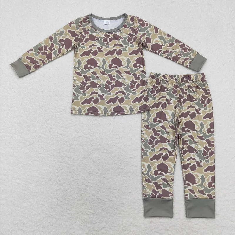 BLP0706 Modal brown green camouflage long sleeve trousers pajamas set Edgy Men's Punk