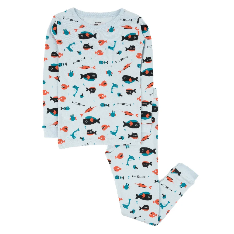 Kids Two Piece Cotton Pajamas Overall Sharks Tailored