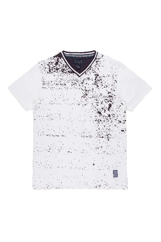 John | Men's Short Sleeve Graphic Print V-Neck Modern Men's Tech