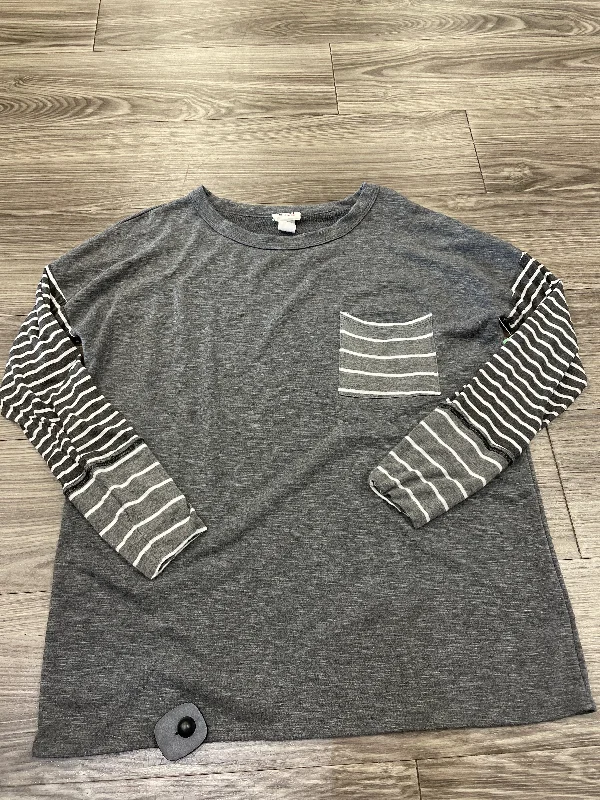 Top Long Sleeve By Bibi In Grey, Size: L Lumberjack