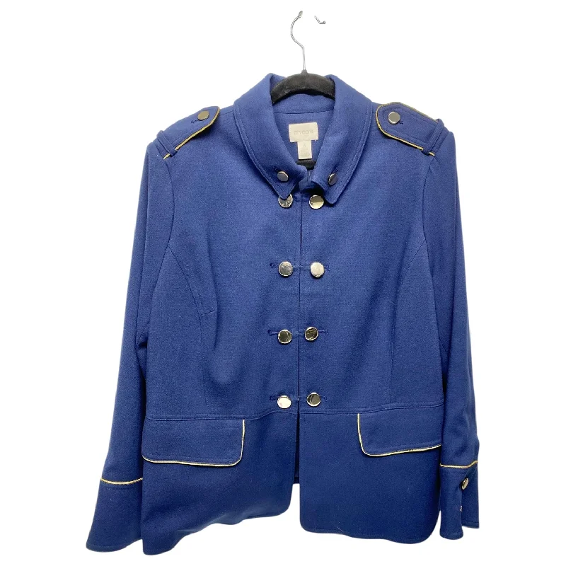 Blazer By Chicos In Blue & Gold, Size: Xl Traditional Men's Country