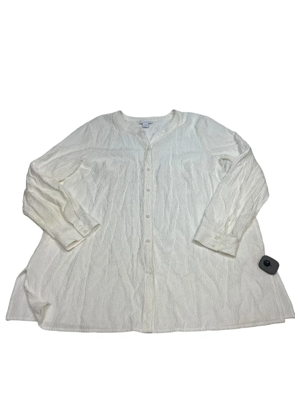 Top Long Sleeve By Liz Claiborne In Cream, Size: Xxl British Gentleman Style