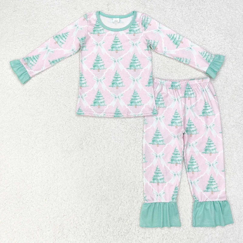 GLP1242 NO MOQ Modal Christmas Tree Bow Green Lace Pink long sleeve pants pajamas set western clothes Minimalist Men's Casual GLP1242 NO MOQ Modal Christmas Tree Bow Green Lace Pink long sleeve pants pajamas set western clothes Minimalist Men's Casual