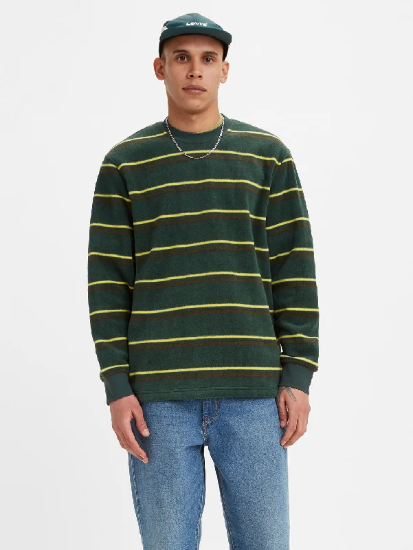 Men's Striped Crew Neck Sweatshirt Modern Men's 