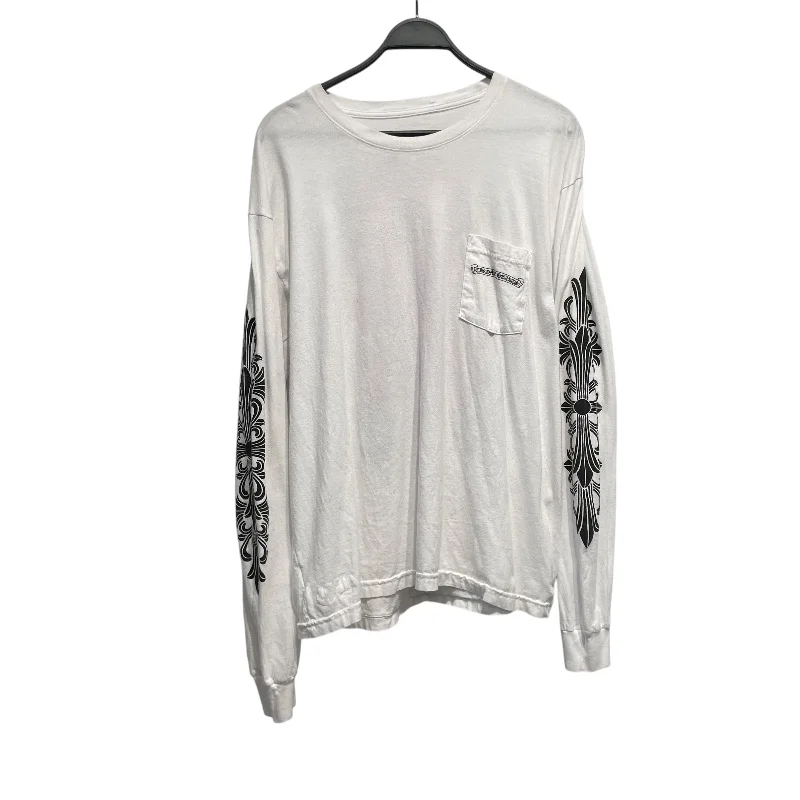 CHROME HEARTS/LS T-Shirt/XXL/Cotton/WHT/Graphic/EYE CHART DAGGER Hip Men's Urban