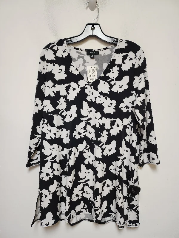 Top Long Sleeve By Alfani In Black & White, Size: M Lumberjack