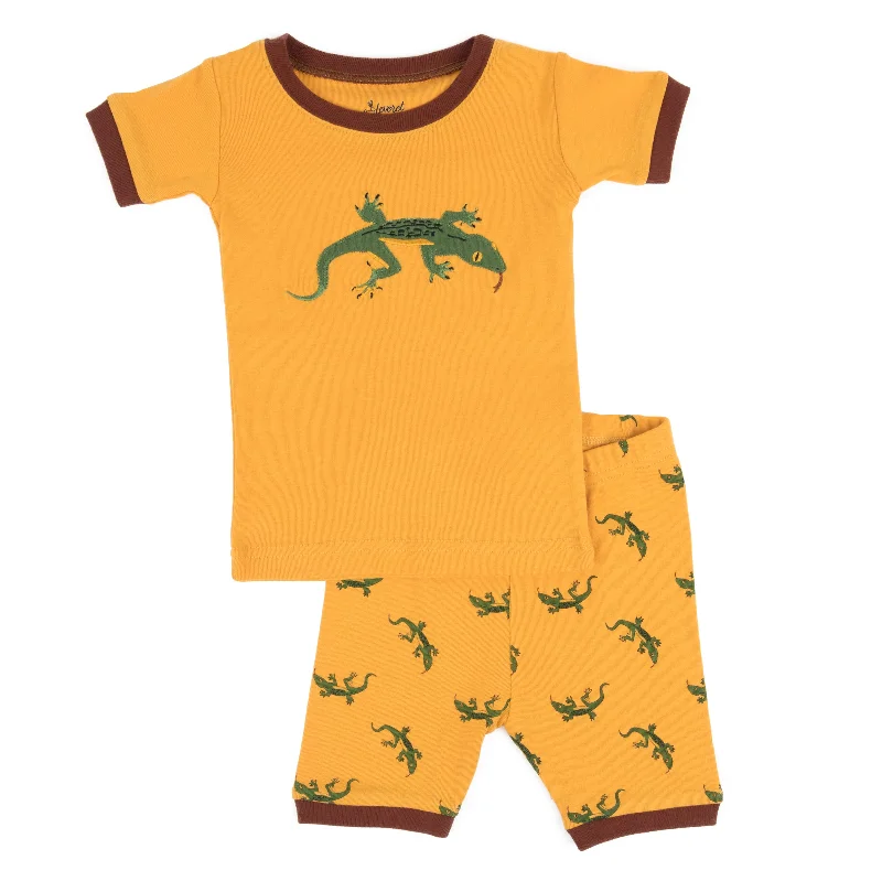 Kids Two Piece Cotton Short Pajamas Lizard Bold Men's Animal