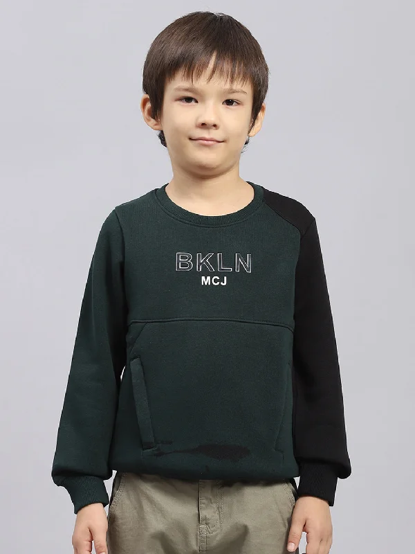 Boys Green Printed Round Neck Full Sleeve Sweatshirt Artistic Men's Avant