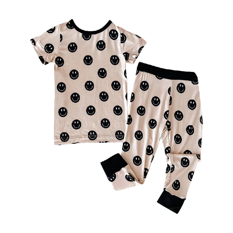 Preorder BSPO0464 NO MOQ smiling face light short sleeve trousers pajamas set Tailored