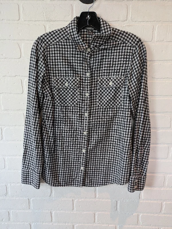 Top Long Sleeve By Eddie Bauer In Black & White, Size: Xs Sophisticated Men's French