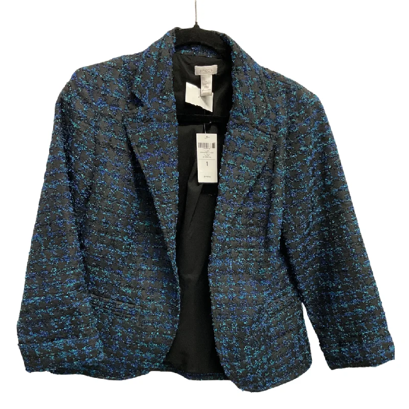 Blazer By Chicos In Blue & Green, Size: S Traditional Men's Wool