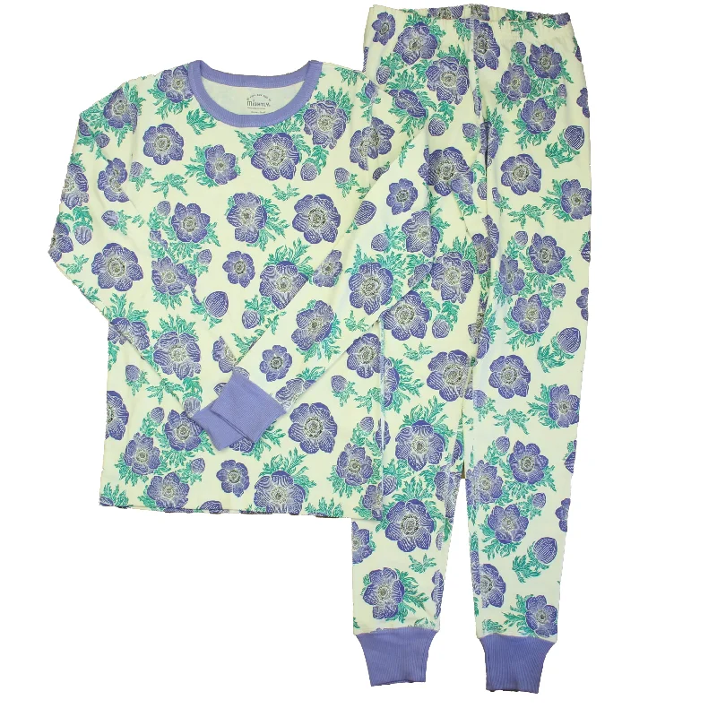 Mightly Girls Ivory | Purple Hydrangea 2-piece Pajamas Dynamic Men's High