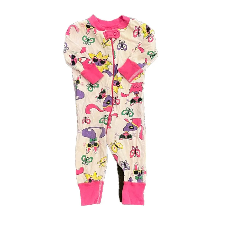 Hanna Andersson Girls Pink Cats 1-piece Non-footed Pajamas Bohemian Men's Free