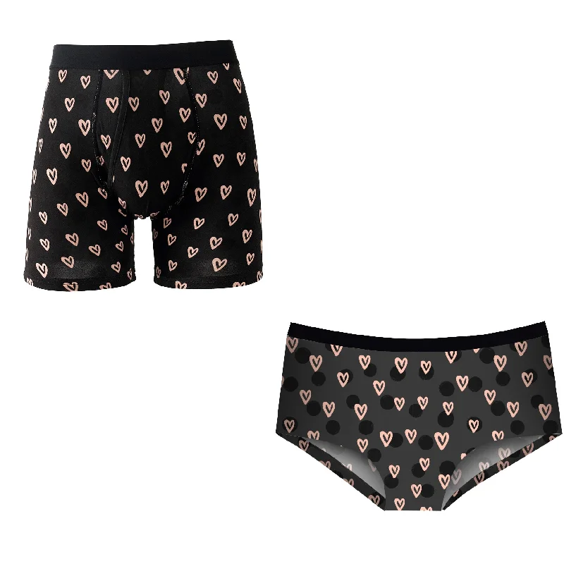 Matching Pairs Cheeky/Boxer - Hearts Organic