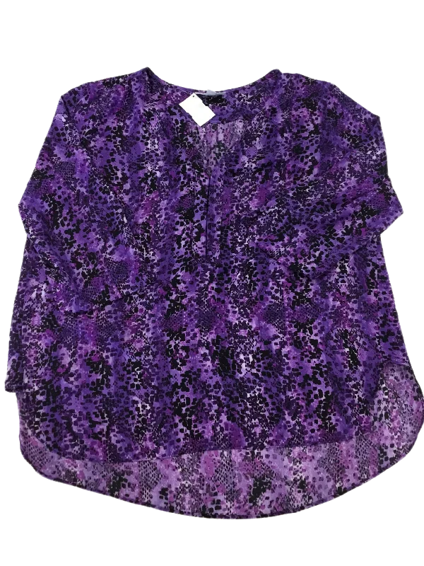 Top 3/4 Sleeve By Dana Buchman In Purple, Size: Xl Hip Men's Urban