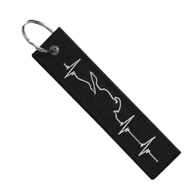 Motorcycle Key Chain - Heartbeat White Cool Men's Distressed