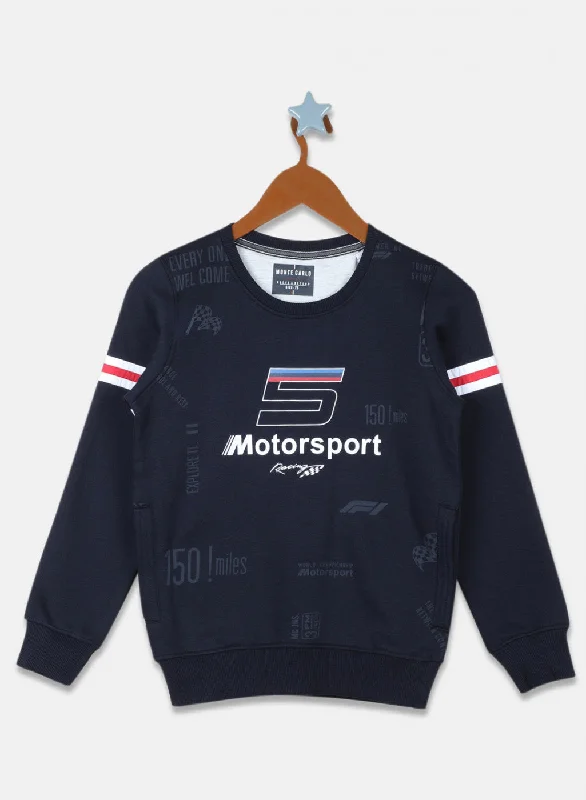 Boys Navy Blue Printed Sweatshirt Edgy Men's Punk