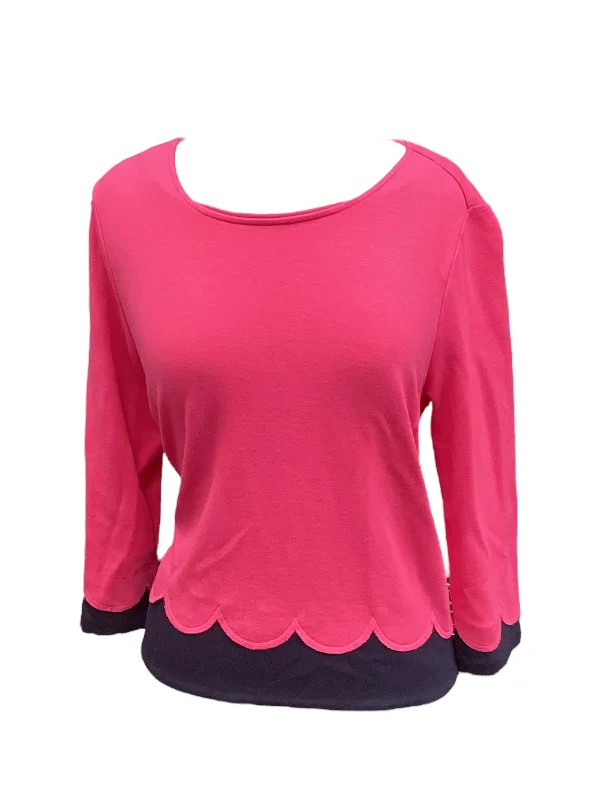 Top 3/4 Sleeve By Crown And Ivy In Pink, Size: L Cool Men's Distressed