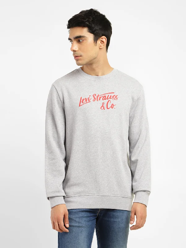 Men's Graphic Print White Crew Neck Sweatshirt Traditional Men's Country